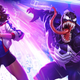 A young woman in shorts gets ready to fight while standing near Venom.